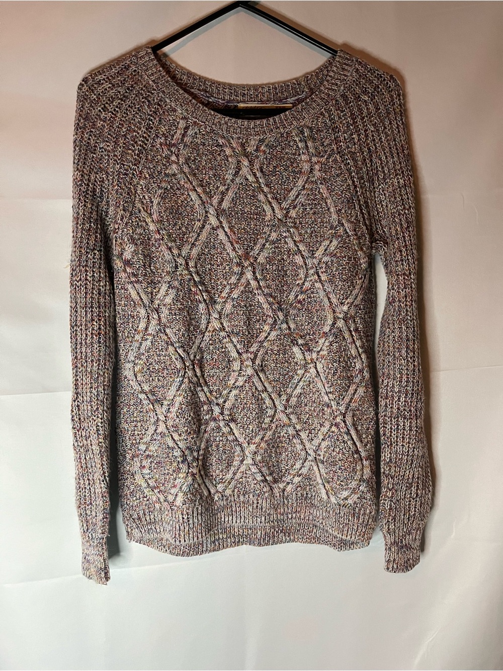 Faded Glory Multicolor Speckled Cable Crewneck Sweater